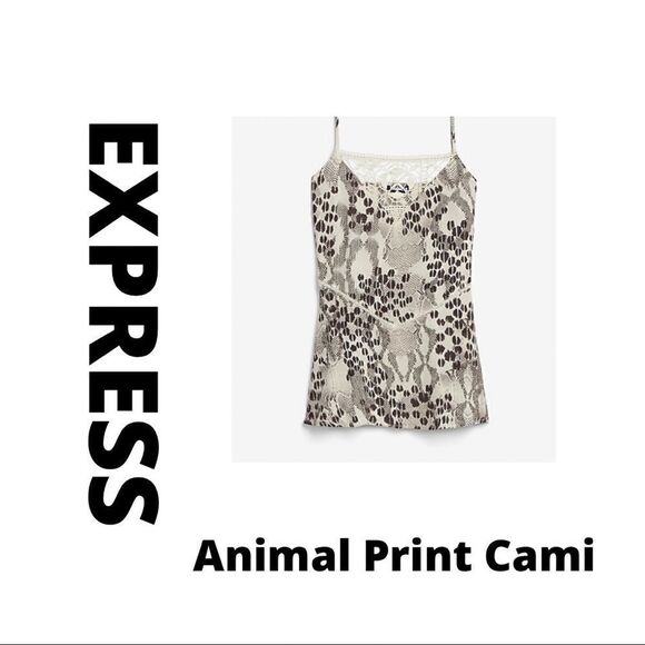 NWT Express Hi Neck Lace Animal Print Cami. - Picture 8 of 8